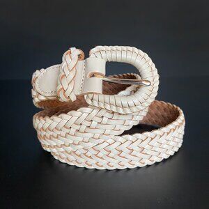Madewell Woven Braided Leather Belt - Ivory  - Size S